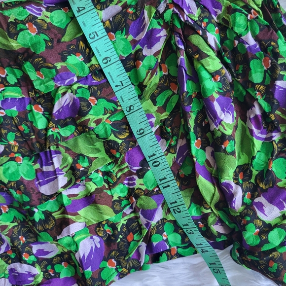 Zara Black and Green Floral Ruffled Layered Mini Skirt Ladies M - Picture 8 of 12